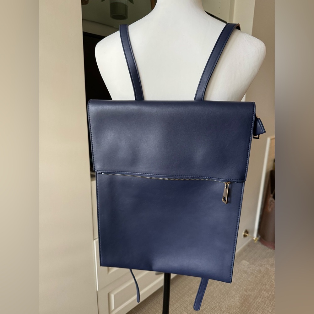 summer & rose Navy Blue Leather Backpack